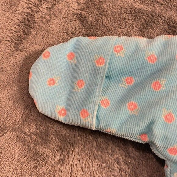 Vintage Oshkosh Corduroy Aqua Blue Floral Baby Infant Snowsuit Bunting USA HTF - Picture 7 of 8
